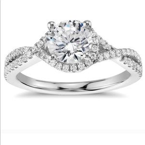 Sterling Silver Twisted Braided CZ Engagement Ring